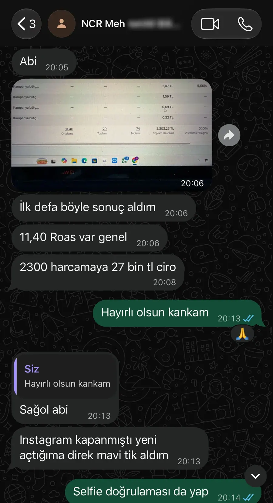 WhatsApp yazışması: Bir akşam gelen mesaj